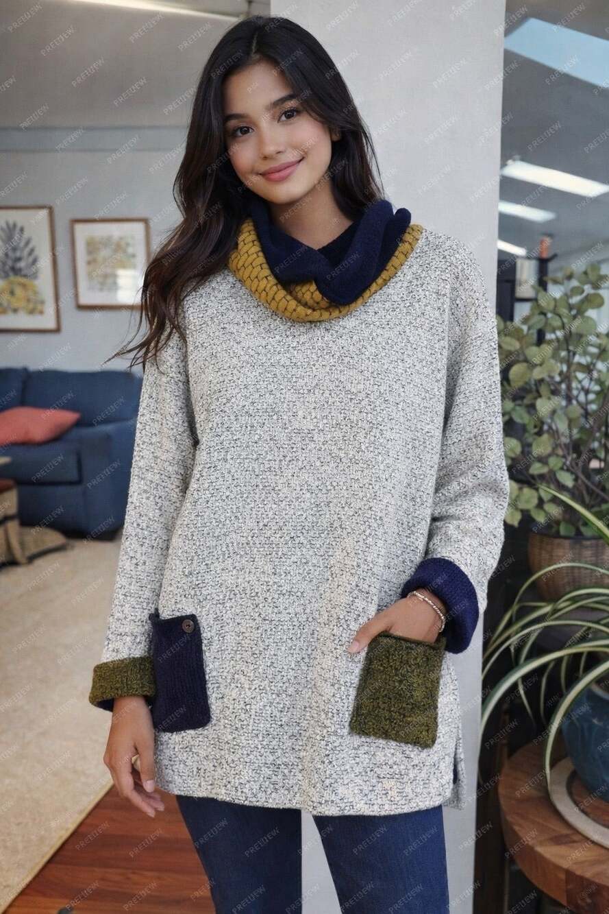 Margaret winters Knit Sweater NWT Artisan Made Contrasting Color Block XL